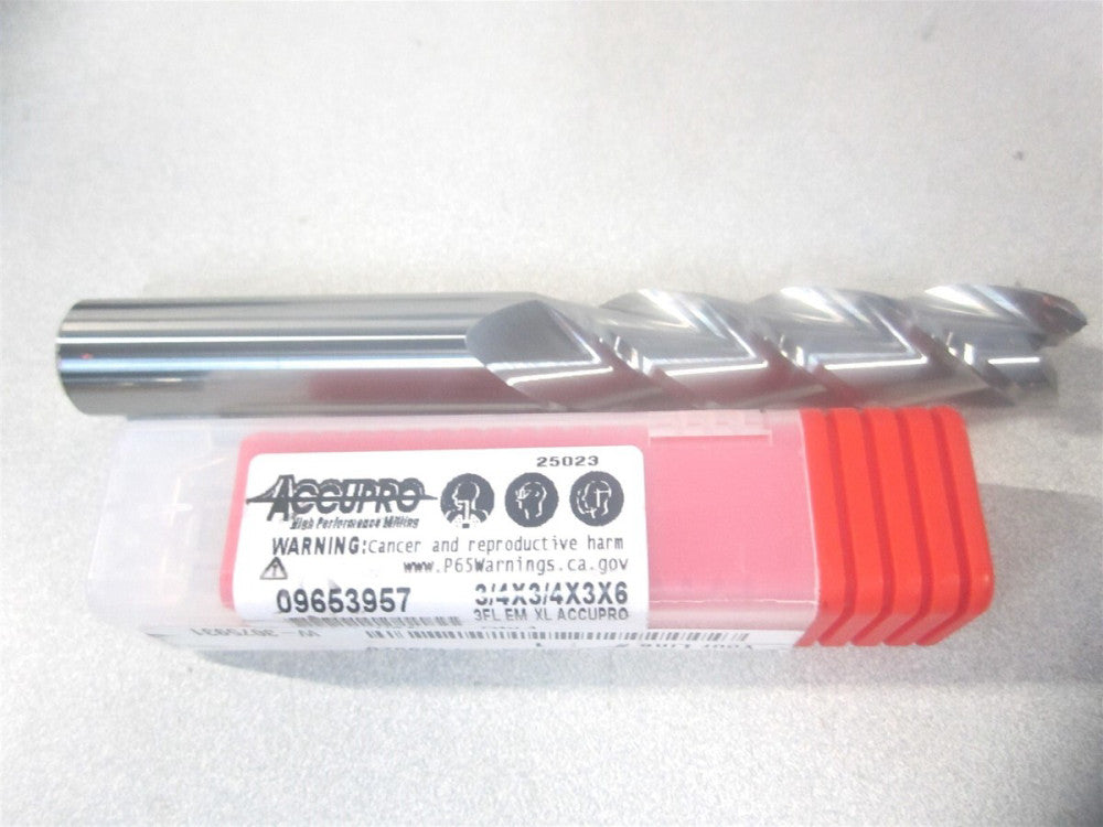 (09653957) 3/4" x 3" x 3/4" x 6" OAL 3Fl Solid Carbide Square End Mill