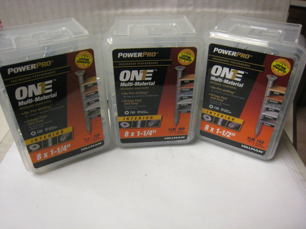 3 yes 3 PowerPro One Multi Material Steel 8 x 1 1/4" Screw Pack: 1LB ea #116761