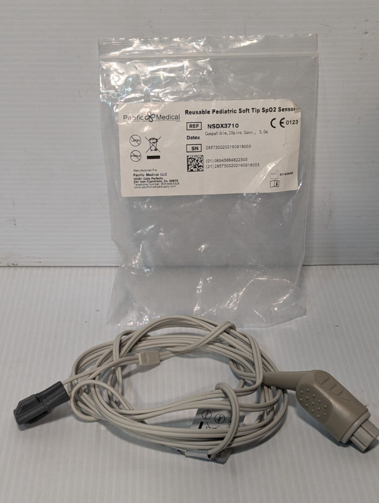 Pacific Medical NSDX3710 Reusable Pediatric Soft Tip SpO2 Sensor