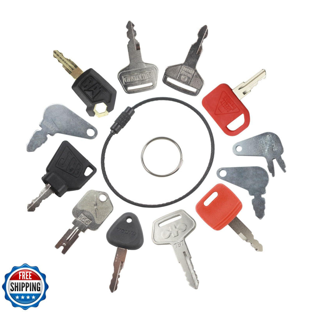12 Heavy Equipment Key Set Replacement for Caterp-illar JD Bob-cat Hy-Ster Ko