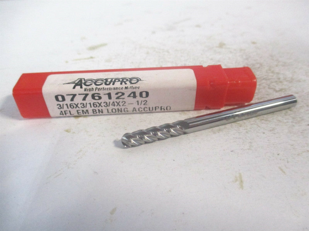 (12184865) 3/16" x 3/4" x 3/16" x 2-1/2" OAL Solid Carbide 4 Flute Ball End Mill