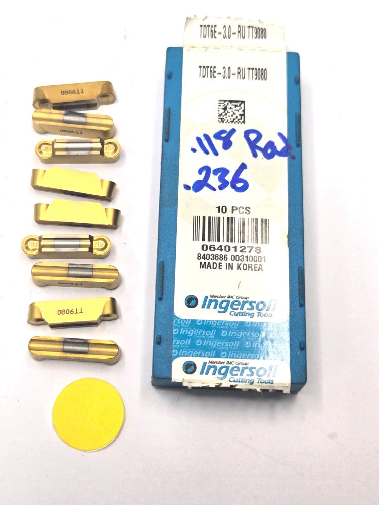 INGERSOLL*TDT6E-3.0-RU TT9080*CARBIDE GROOVING INSERT******LOT OF 9
