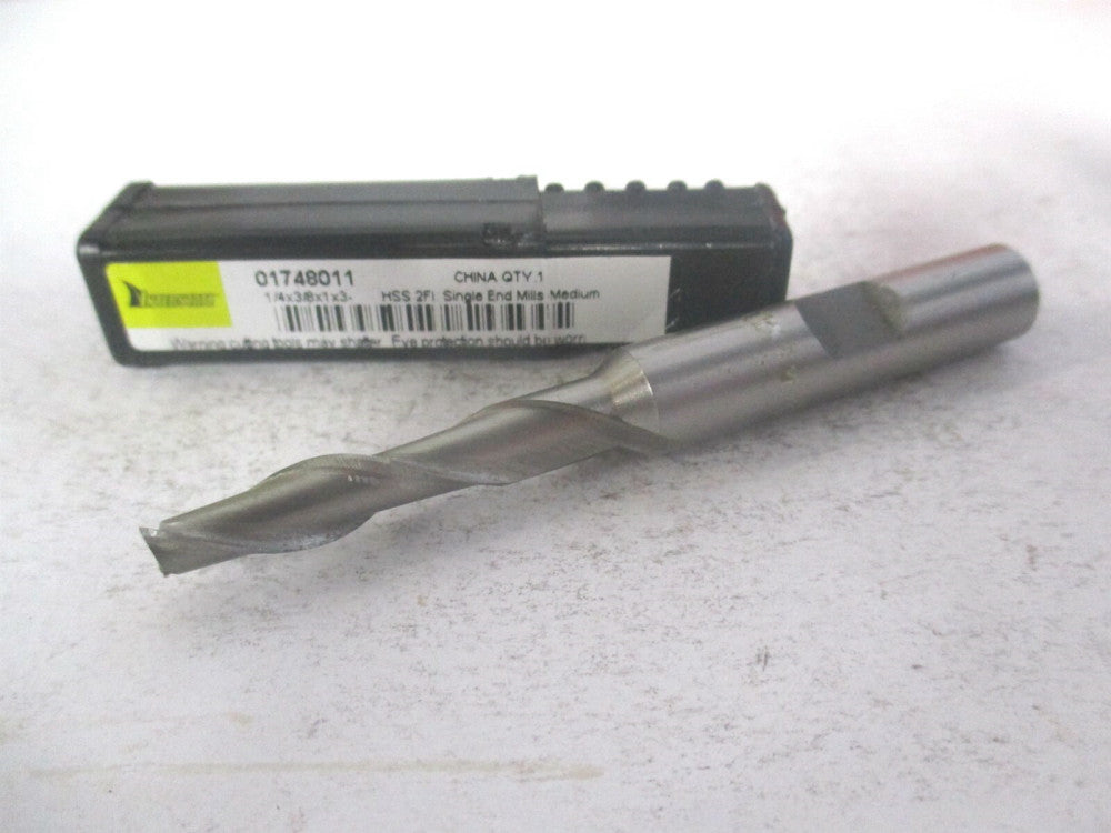 (720-1205) 1/4" x 1" x 3/8" x 3-1/16" OAL 2 Flute HSS Square End Mill