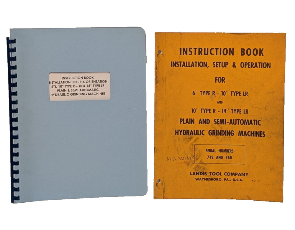Lot of 2: Landis Manuals for Plain & Semi-Automatic Hydraulic Grinding Machines
