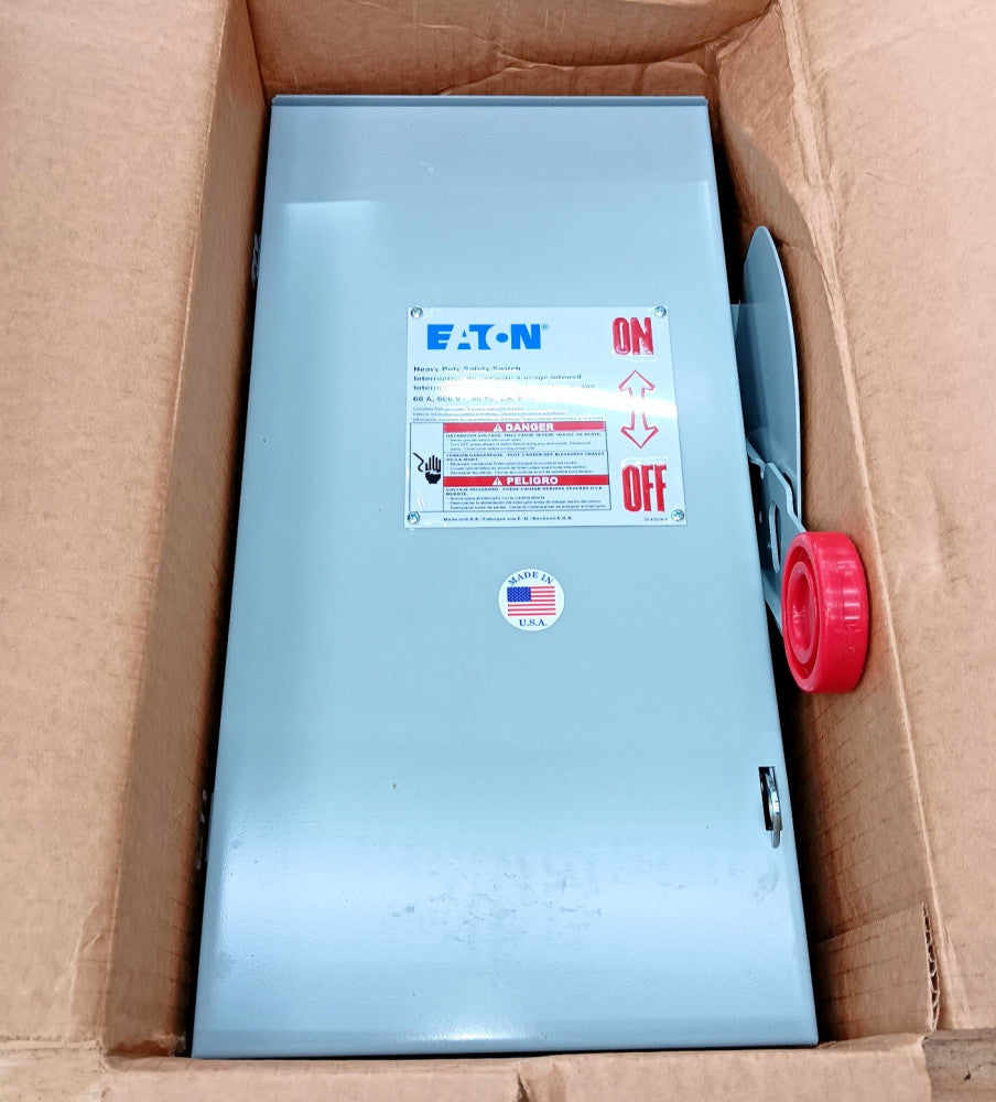 New Eaton 60 Amp Fusible Safety Disconnect Switch 600V 3 Pole NEMA 3R DH362FRKJ