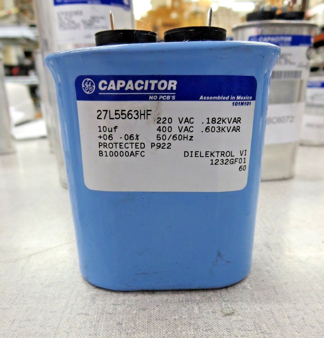 General Electric 27L5563HF Oval Capacitor (10uF, 220/400VAC, 50/60Hz) Lot of 2
