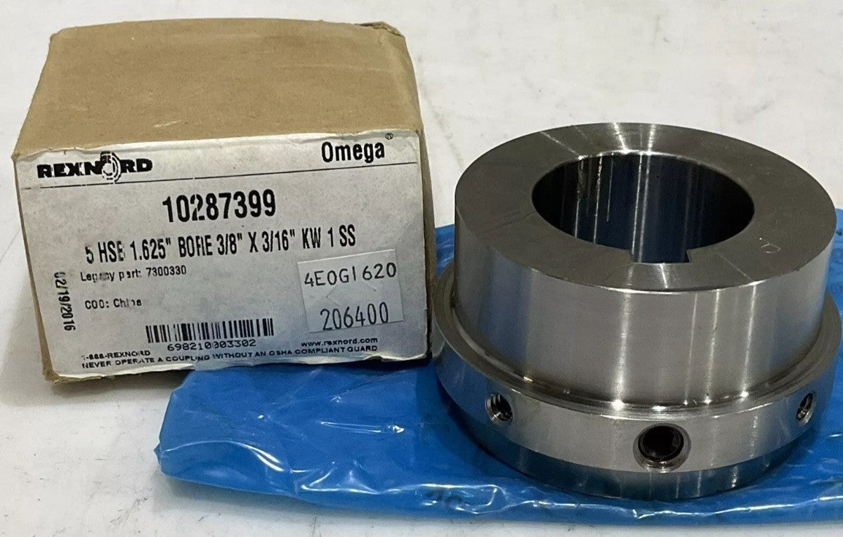 REXNORD OMEGA 10287399 5 HSB HUB COUPLING 1.625” BORE 3/8” X 3/16” KW 1SS. K5