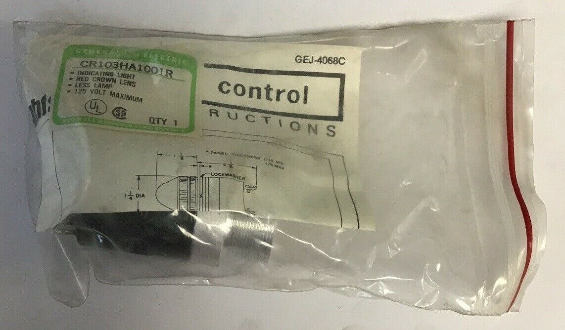 GE CR103HA1001R INDICATING LIGHT RED CROWN LENS 125V. W/O BULB***LOTOF2***