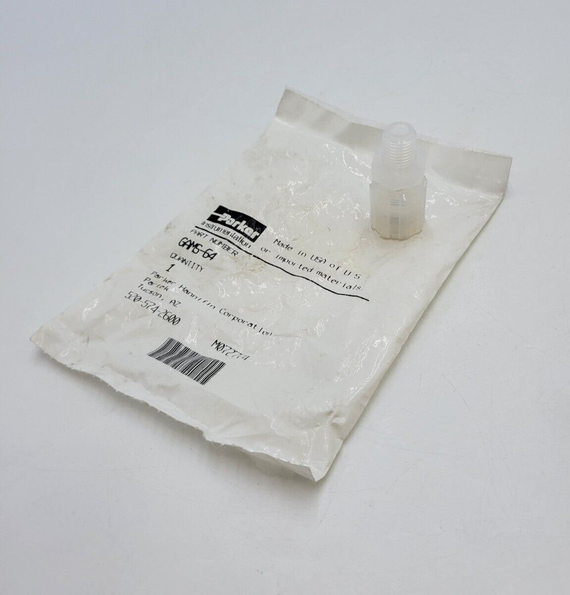 Parker GAMS-64 Straight Male Adapter Plastic Grip 3/8" Tube OD X 1/4" Pipe Size