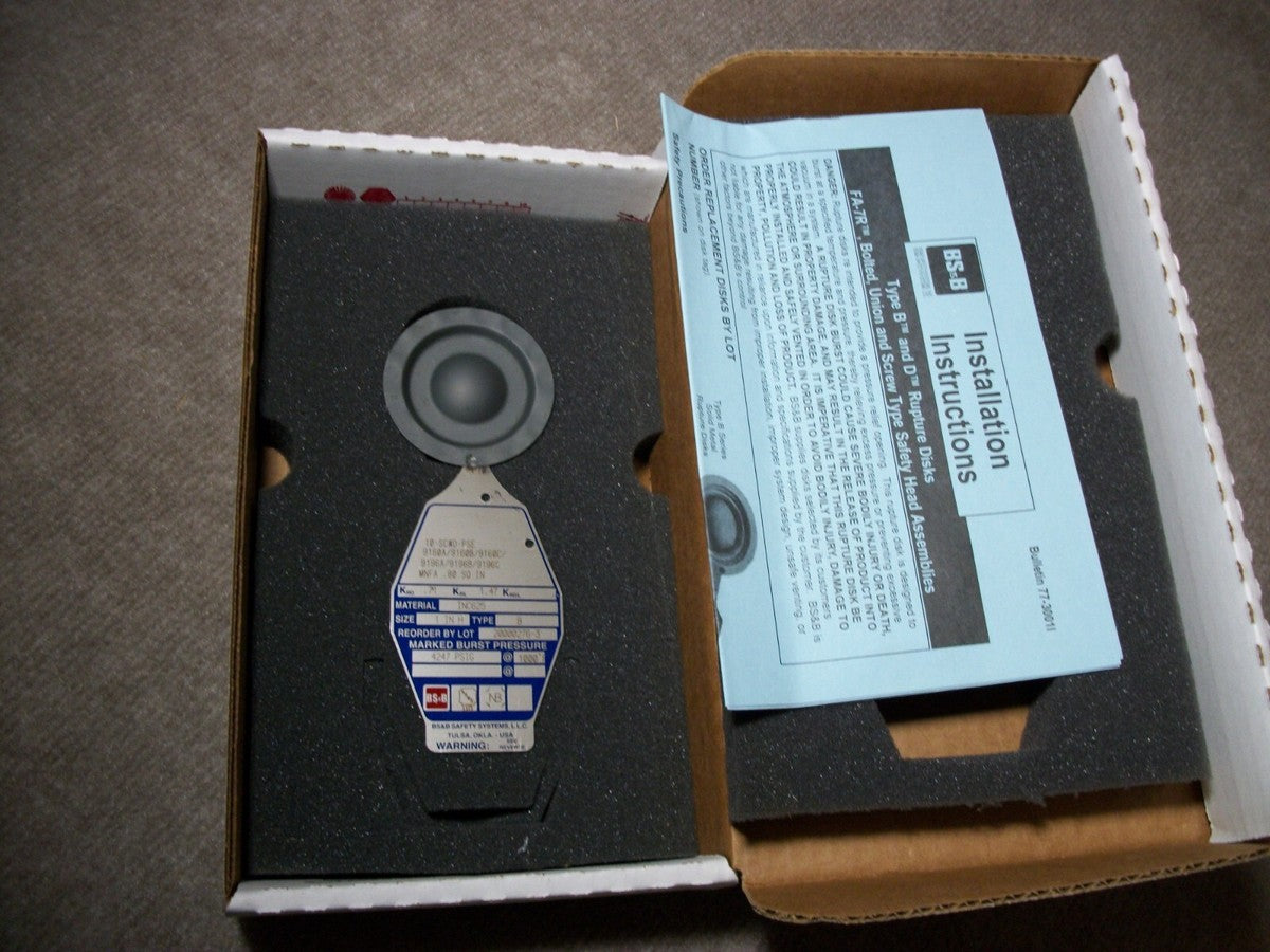 NEW BS&B SAFETY SYSTEMS 1 INCH RUPTURE DISC MODEL 20000276-3 PSIG 4247 1000F