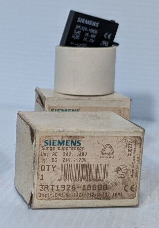 Lot of 2 Siemens 3RT1926-1BB00 Varistor Surge Suppressors, 24-48 VAC, 24-70 VDC