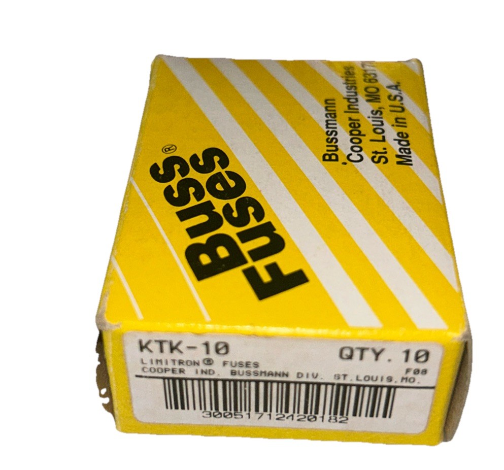 (BOX OF 6) BUSSMANN KTK-10 LIMITRON 10 AMP KTK 10 FUSES 600V NEW FUSES. B4
