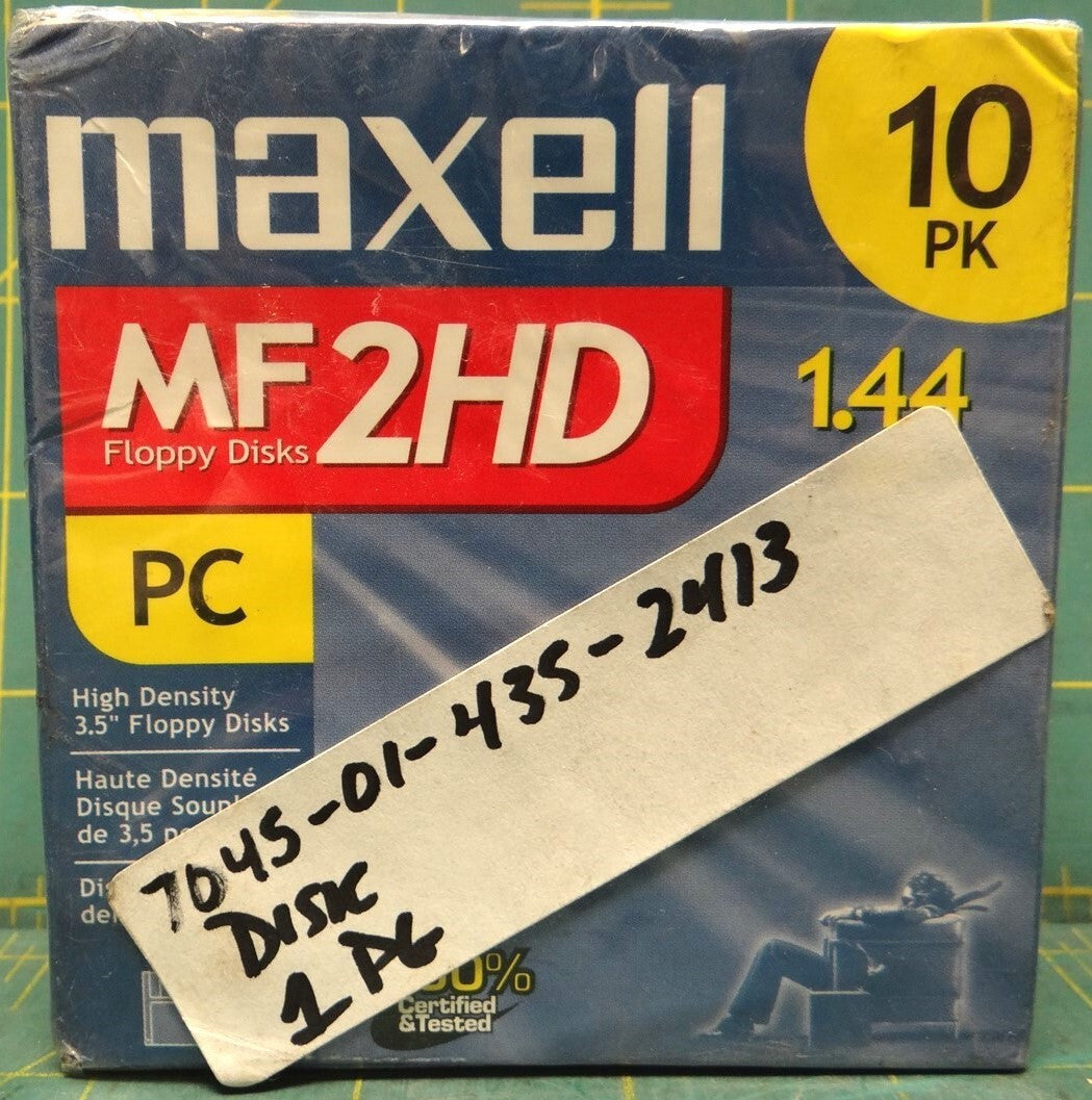 (10 Pack) Maxell MF 2HD 3.5" High Density Floppy Disks Disquettes 90mm 1.44 MB