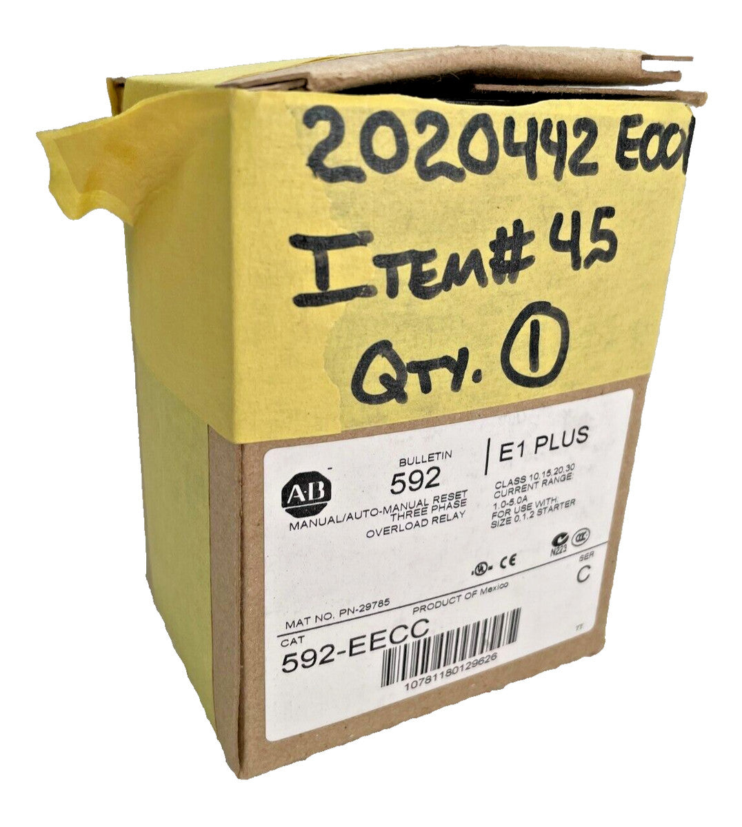 Allen Bradley 592-EECC, E1 PLUS, Overload Relay, 3-Phase, Manual/Auto-Man. Reset