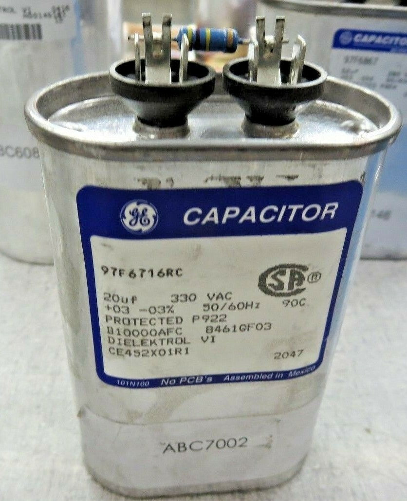 General Electric 97F6716RC Oval Capacitor (20uF, 330VAC, 50/60Hz) "NEW"