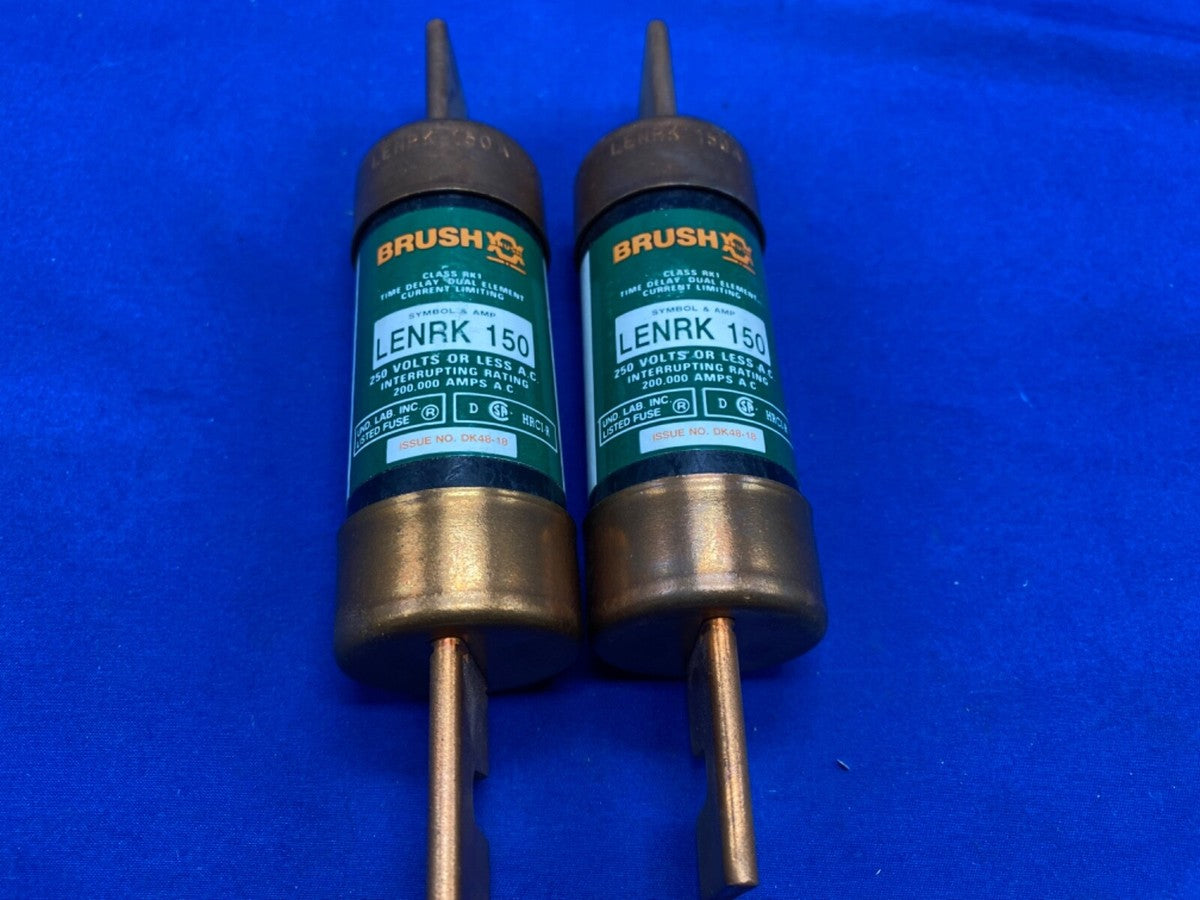 Brush fuses qty 2 bulk lot, LENRK150 time Delay Dual Element 250vac or less