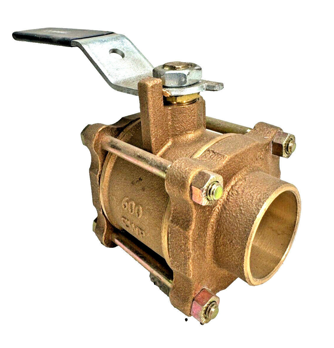 NIBCO S-595-Y Bronze Ball Valve 1-1/2" 600-PSI CWP 3-Piece Full Port Solder Ends