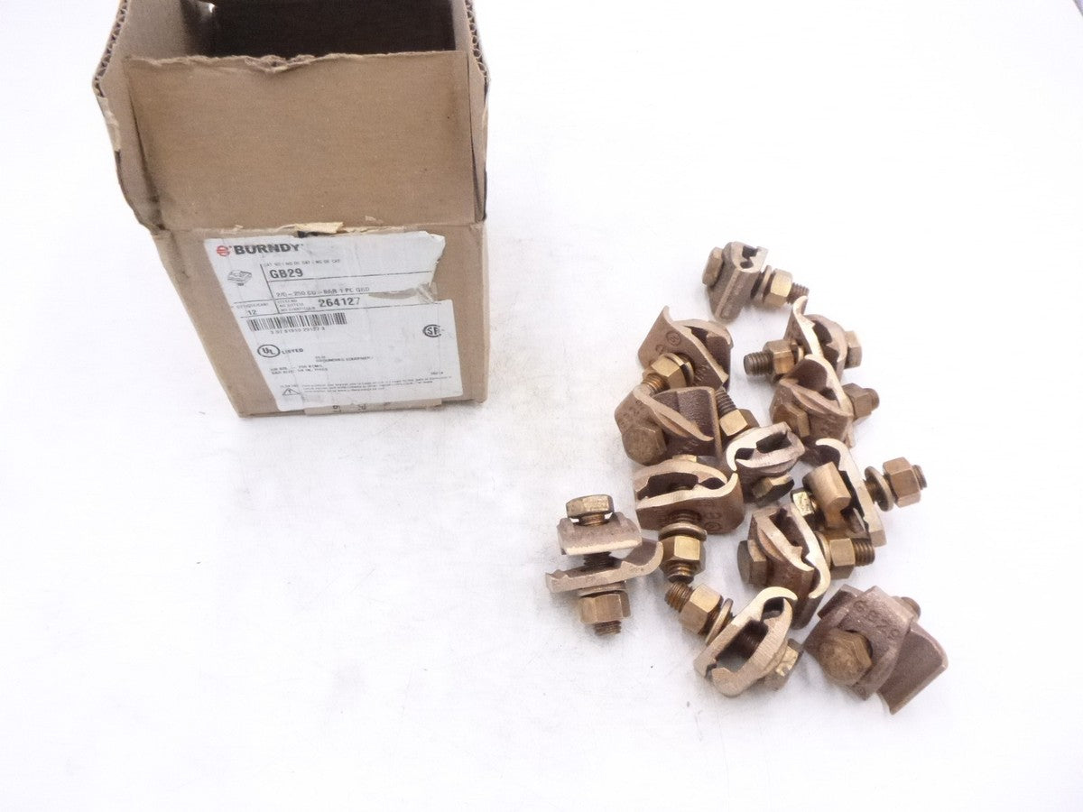 12 Pack Burndy GB29 Mechanical Grounding Connector 2/0AWG 1/2" Stud