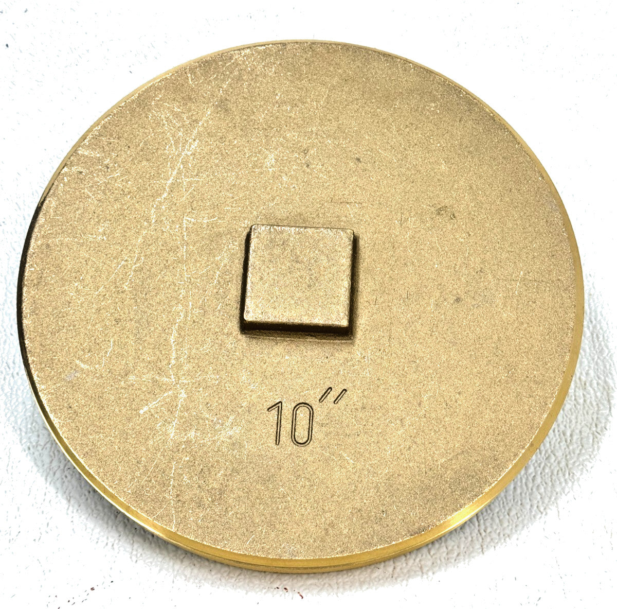 10" Threaded Brass Clean-Out Drain Plug w/ Square Head, Raised