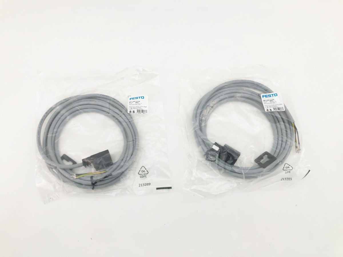 Lot of 2 New Festo KMF-1-24DC-2.5-LED Plug Socket Cables 2.5m 30935