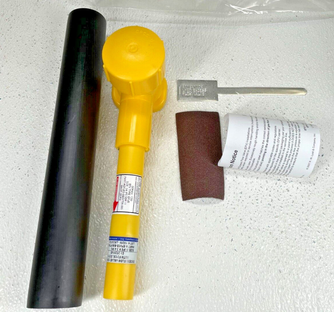 Molded POLY Standard Gas Tapping Tee 6" x 3/4" IPS w/ LYCO Excess Flow Valve EFV