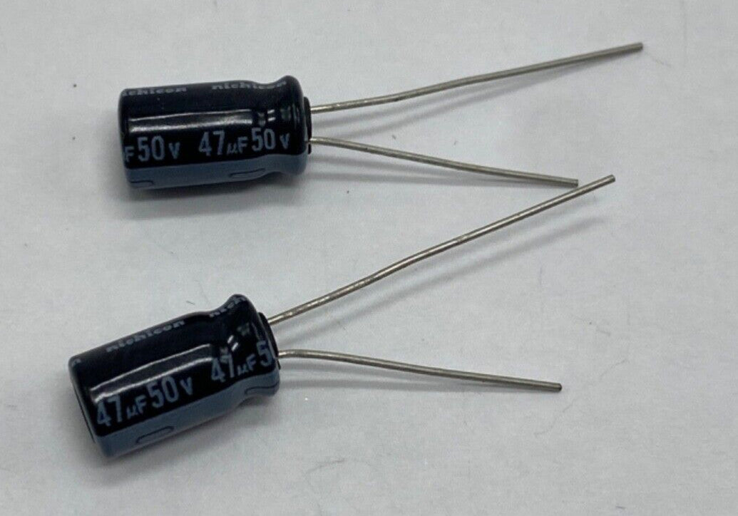 Pack of 2, Nichicon UVZ1H470MED electrolytic capacitor radial lead 47uf/50V