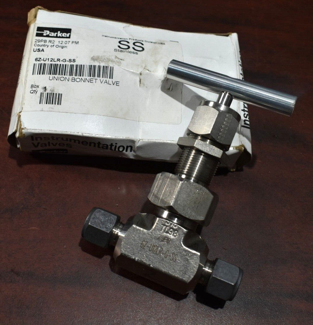 Parker 8Z-U12LR-G-SS Stainless Steel CPI Union Bonnet Valve 1/2" Tube