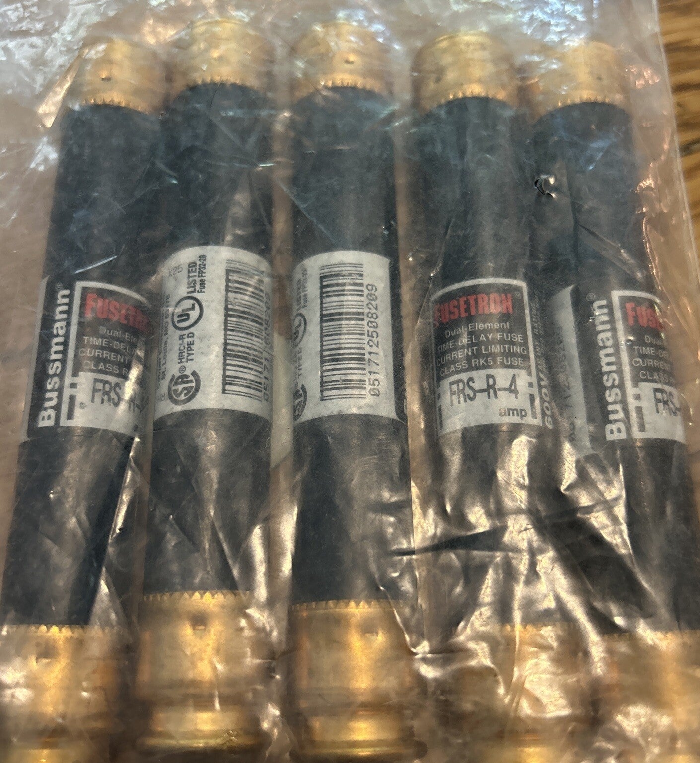 *QTY 5* Bussmann FRS-R-4 4 Amp Fusetron Dual Element Time-Delay Fuses. K4