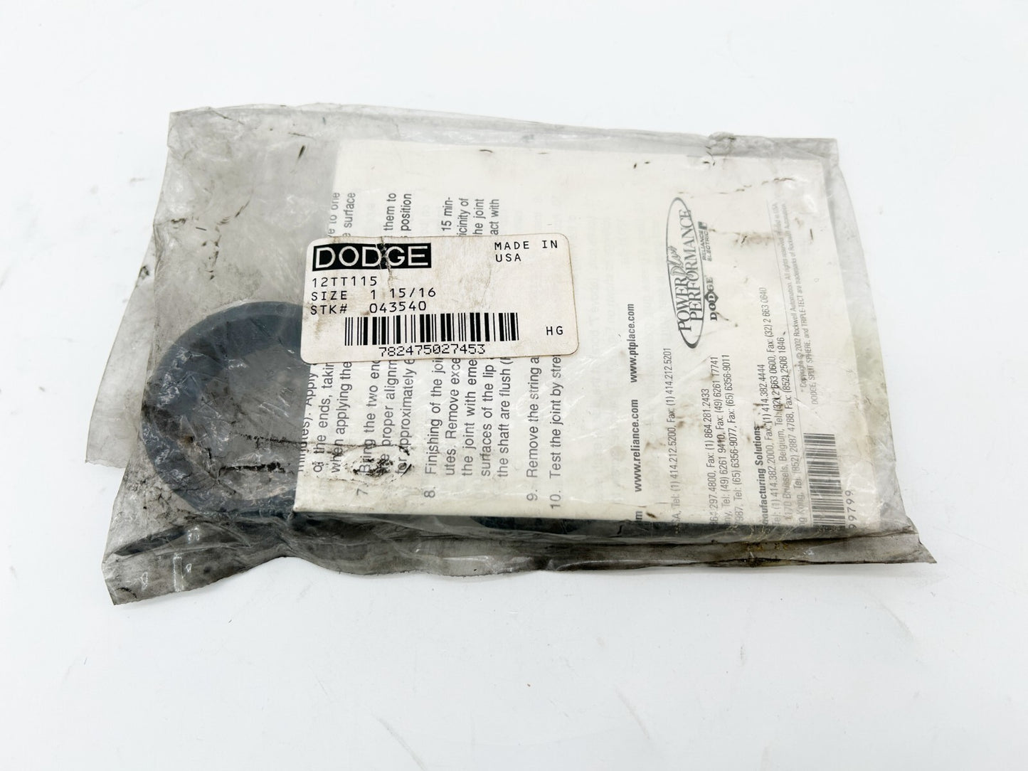 New Dodge 12TT115 Spherical Roller Bearing Gasket Kit Size 1 15/16 043540