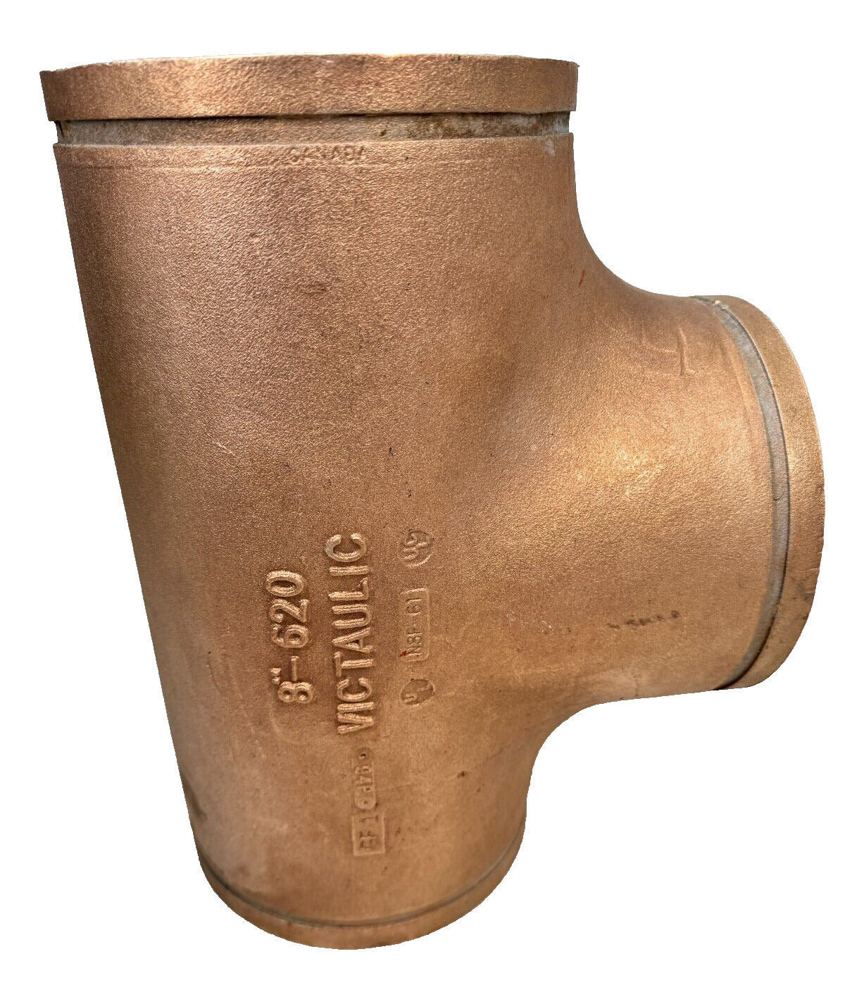 Victaulic 8" (8.125 OD) CTS Type 620 Straight Tee Grooved End Copper Fitting