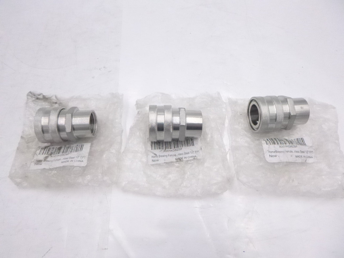 3 Pack Home Brewing 1/2" Quick Disconnect Coupler F-FPT 304 Stainless