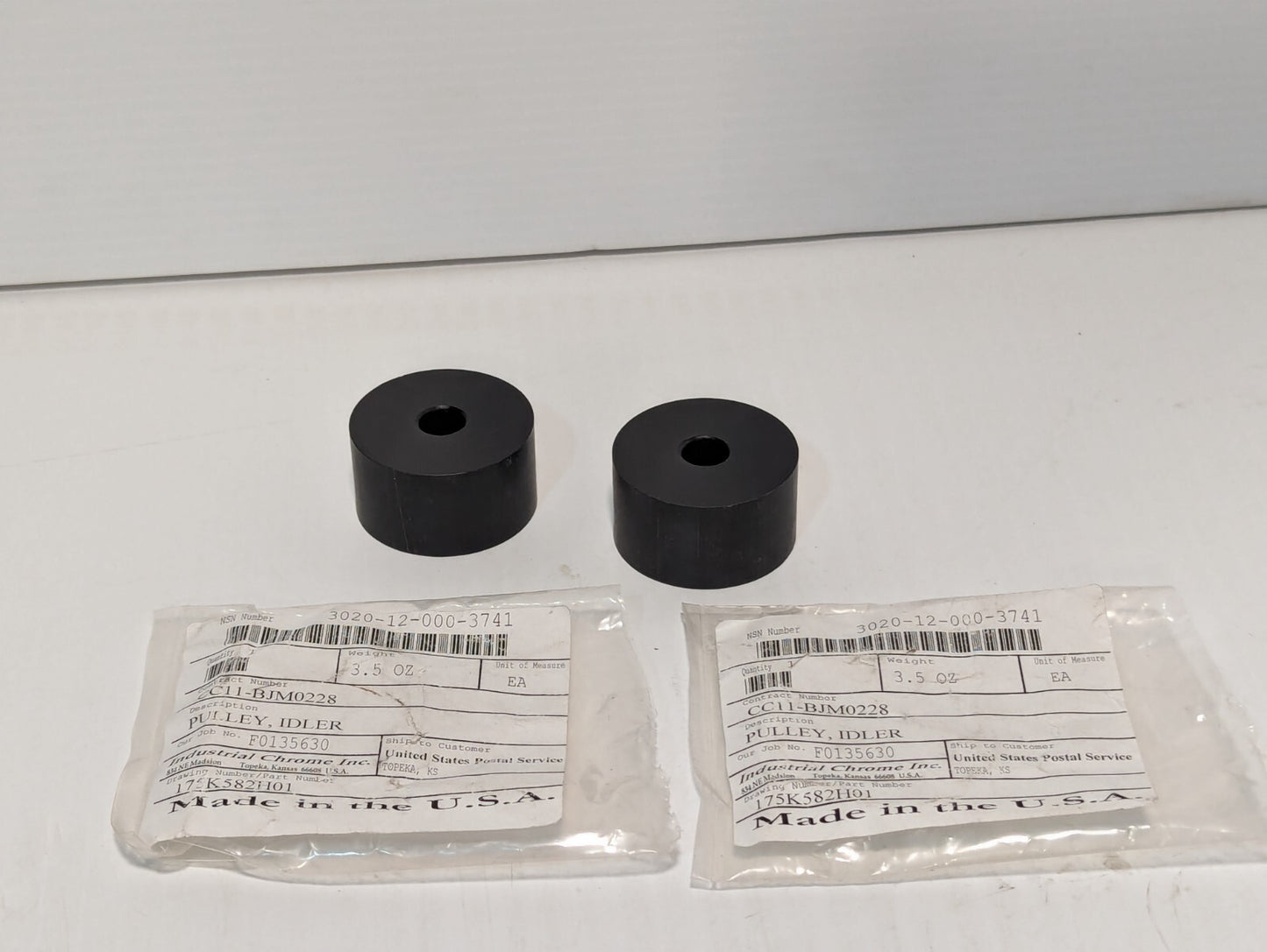 Lot of 2 Industrial Chrome 175K582H01 Idler Pulleys