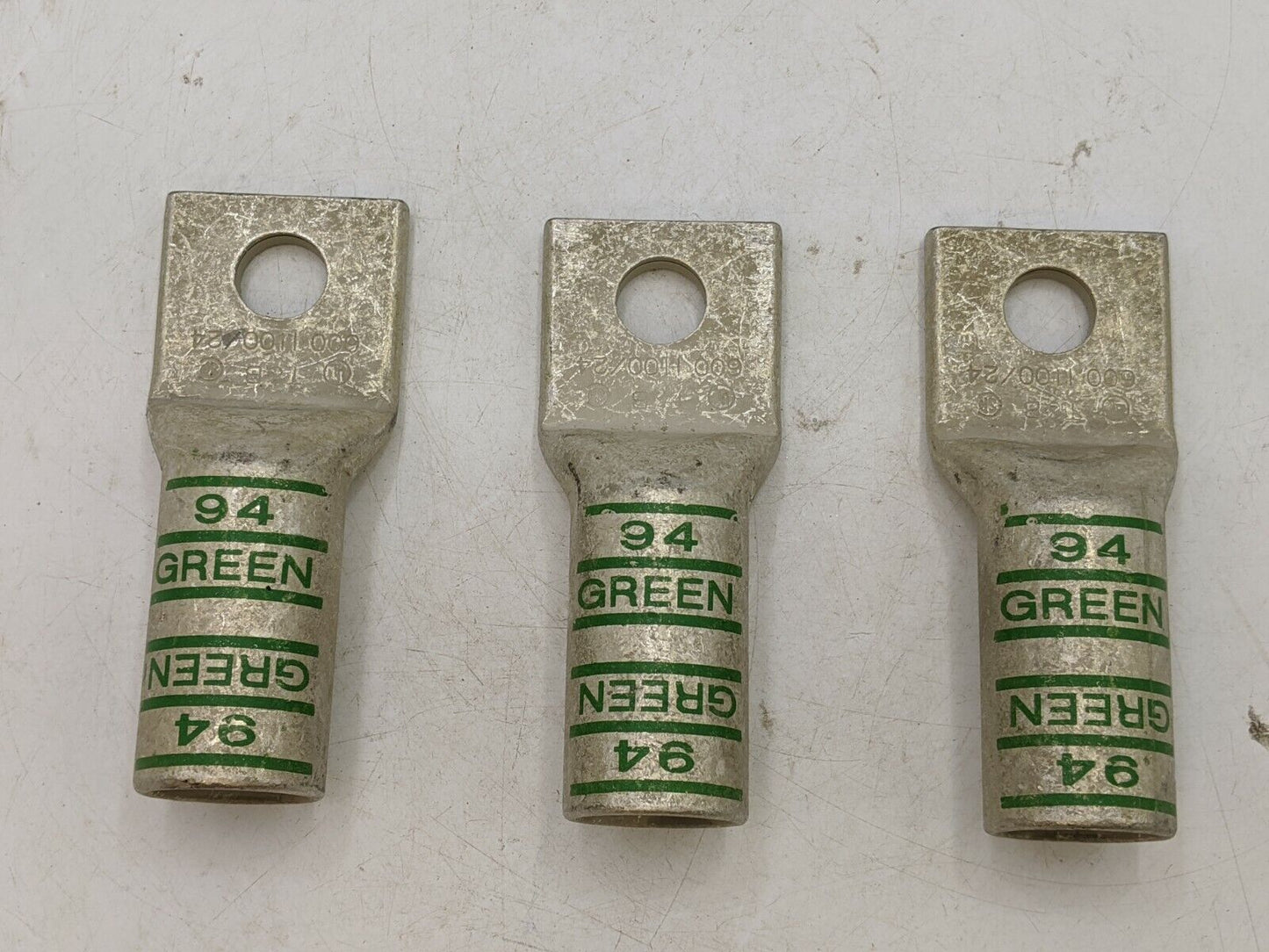 3 Piece Thomas Betts Green 94 Long Barrel Crimp Terminal 5/8" Bolt 600MCM CU