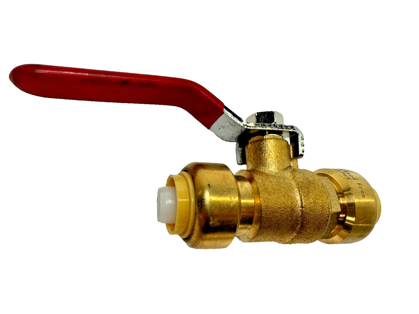 1/2" Push Fit Ball Valve for PEX, PVC, or Copper, Red (Hot Water) Lever Op.