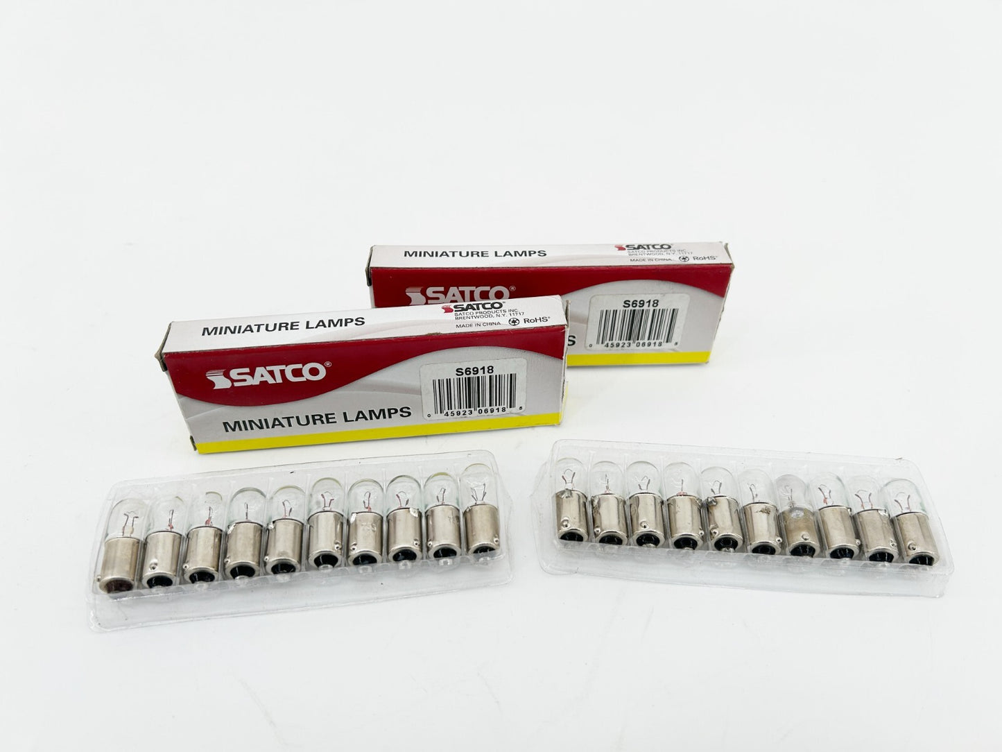 New 2 Satco S6918 Miniature Lamp 0.95W T3-1/4 2000 HRS 6.3V 755