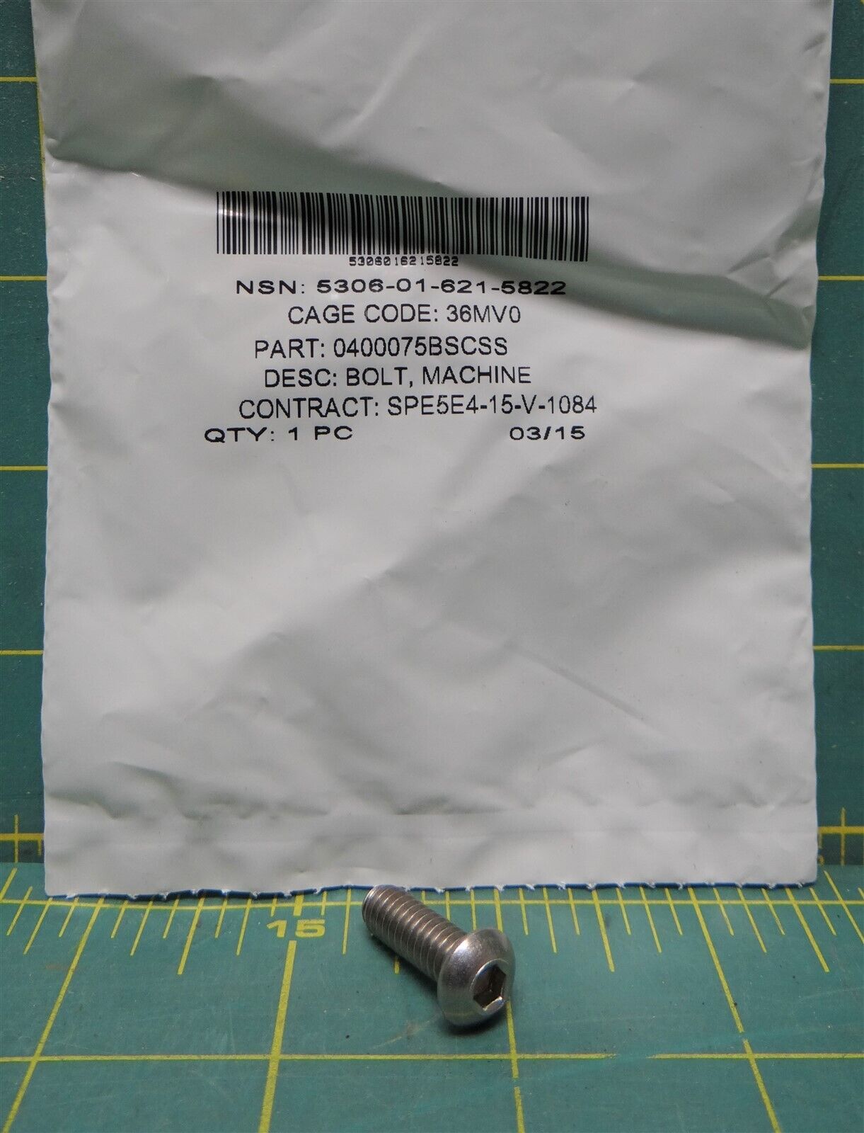 (10) 1/4"-20 x 3/4" 316 SS Button Head Hex Drive Screw NSN: 5306-01-621-5822