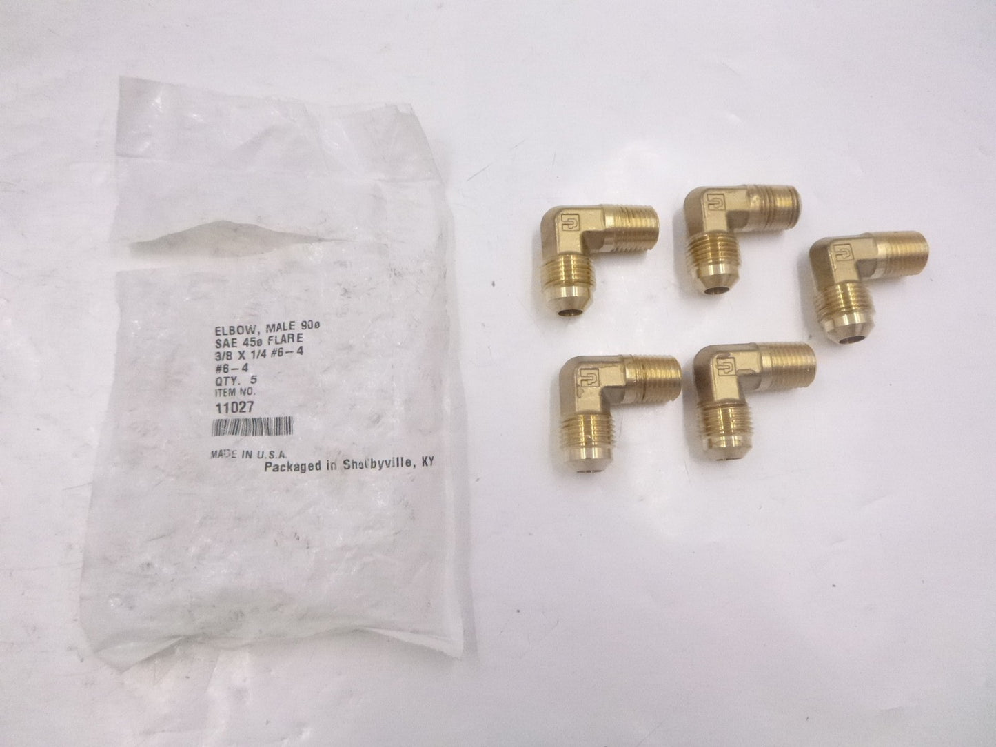 5 Pack Parker 11027 Flared Tube 90° Compression Elbow Fitting 3/8" x 1/4" #6-4