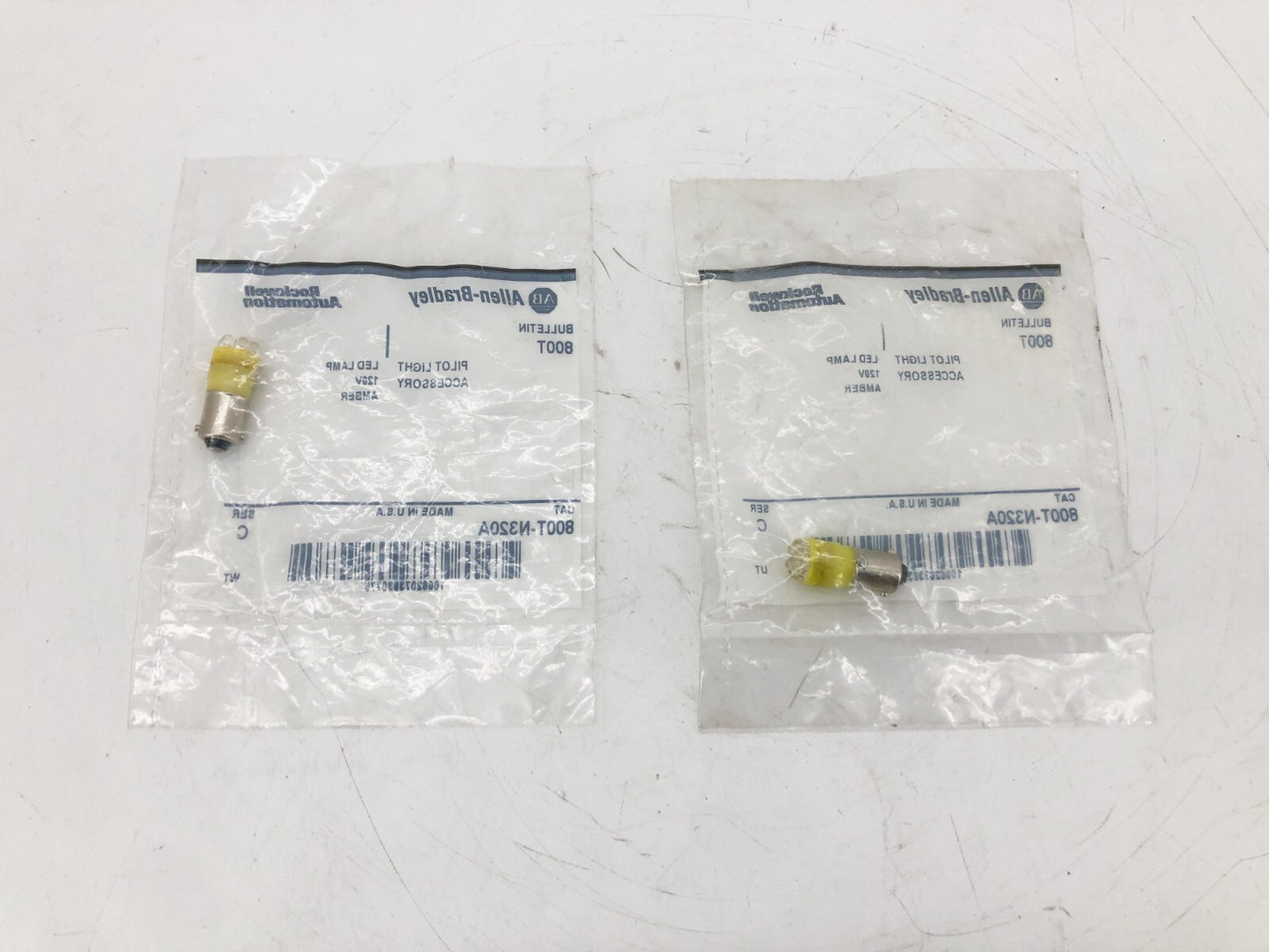 Lot of 2 New Allen-Bradley 800T-N320A Ser. C Amber Pilot Light Cluster Bulbs