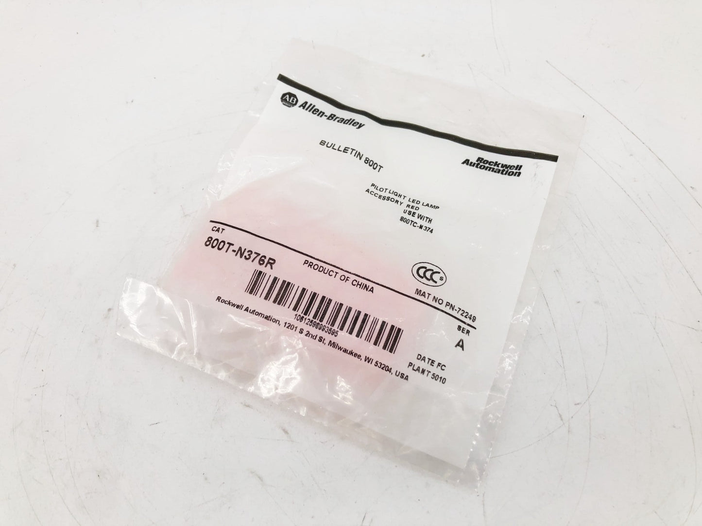 New Allen-Bradley 800T-N376R Ser. A Red Pilot Light LED Lamp