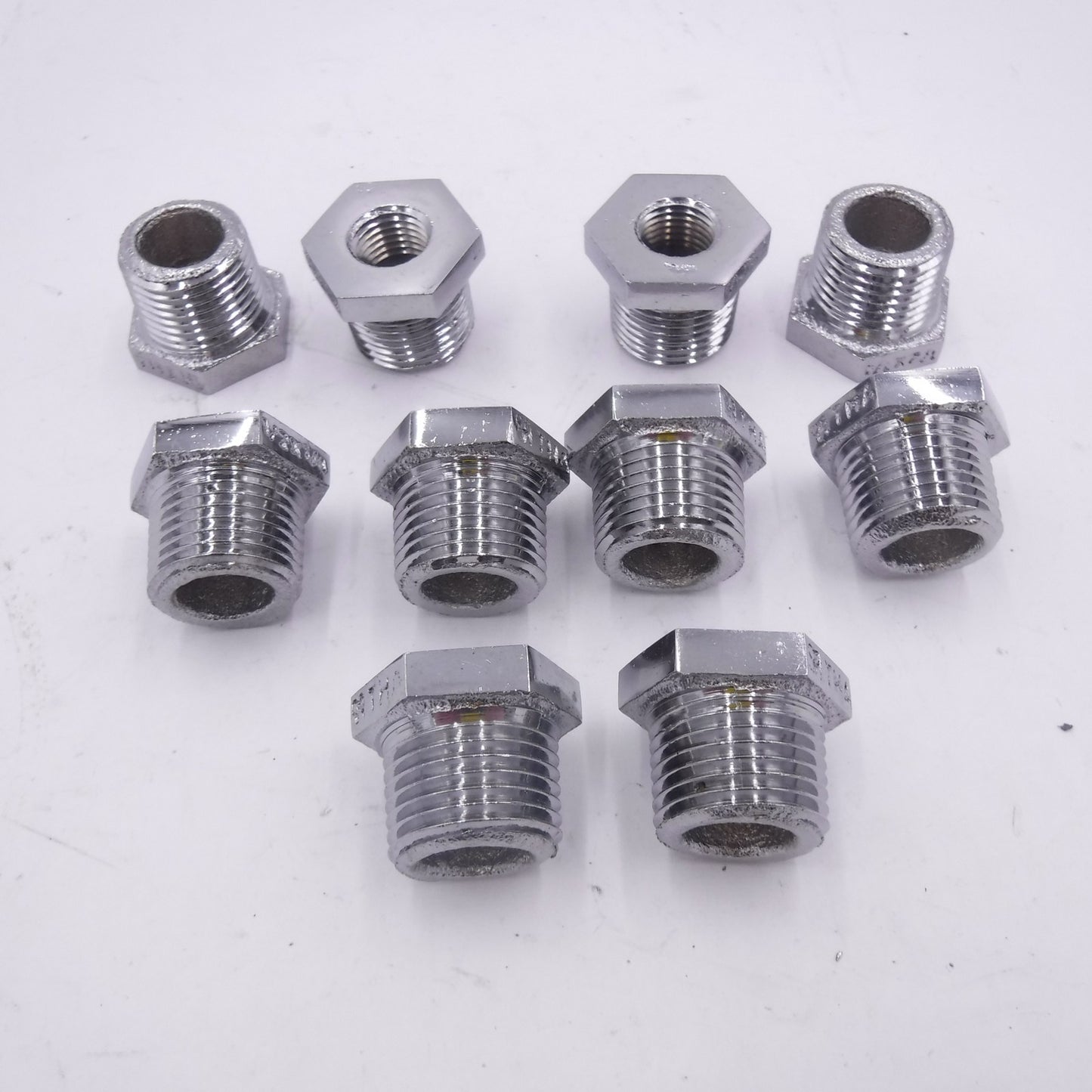 10 Pack 1/2" Male x 1/4" Female NPT Stainless Steel Hex Reducer Bushing