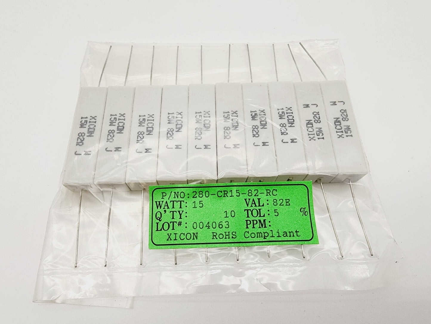 (Lot of 10) 280-CR15-82-RC Wire Wound Resistors Through Hole 15W 82-Ohms