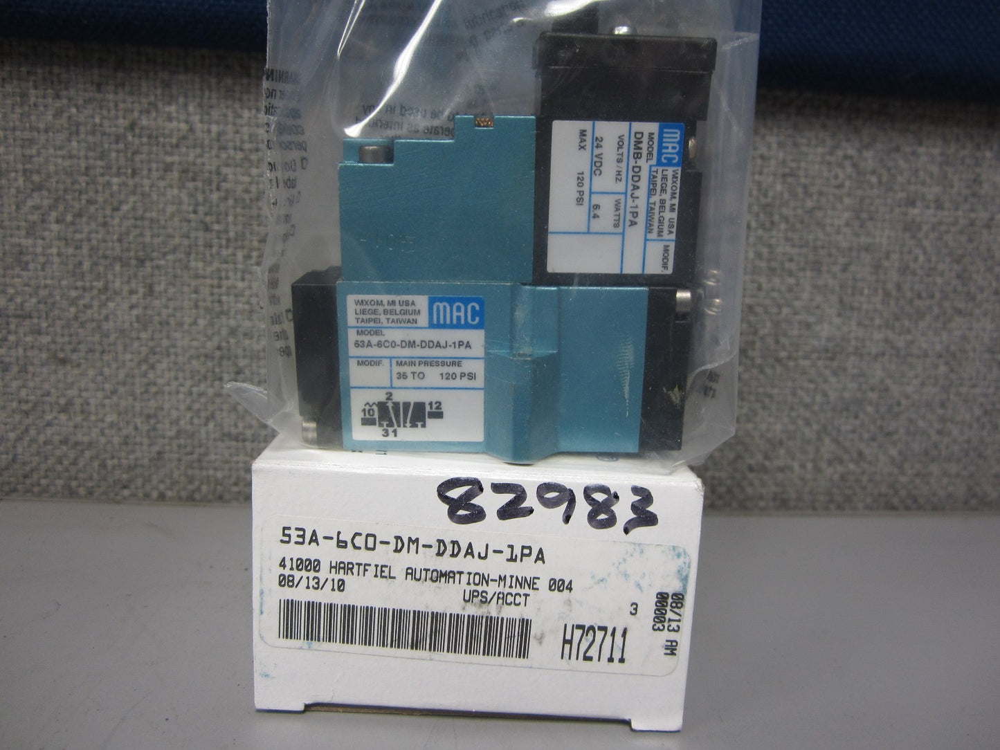 Mac 53A-6CO-DM-DDAJ-1PA DMB-DDAJ-1PA Volts/HZ 24 VDC, Watts 5.4