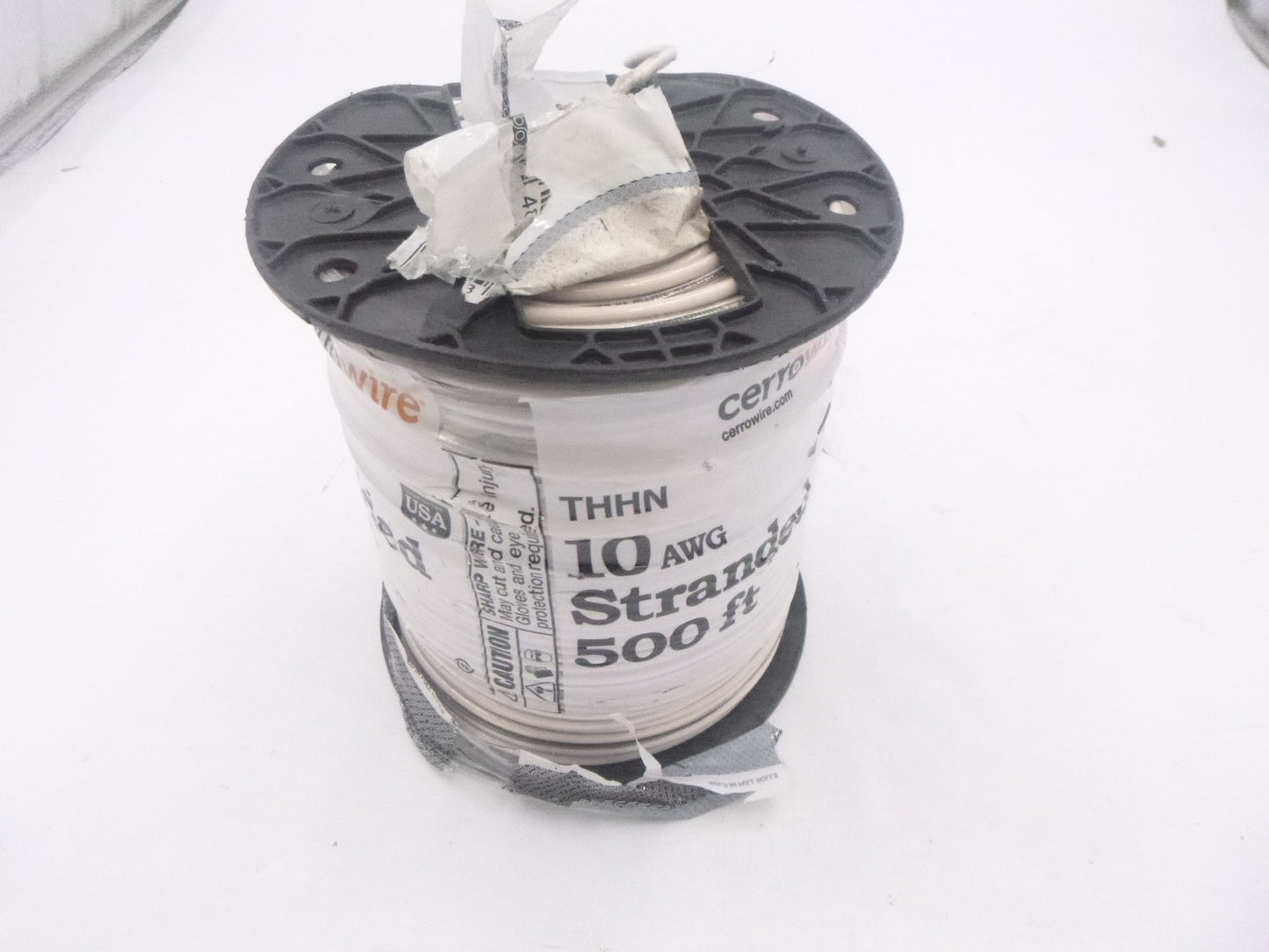 500' Cerro Wire 10 Gauge Black Stranded Copper THHN Wire White