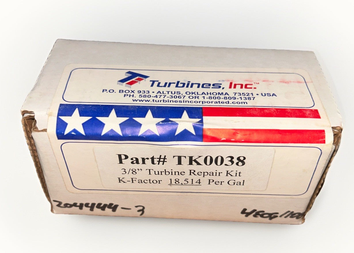 TURBINES INC, TK0038, 3/8” TURBINE REPAIR KIT, K-FACTOR. 18,514 Per Gal. NEW! D5