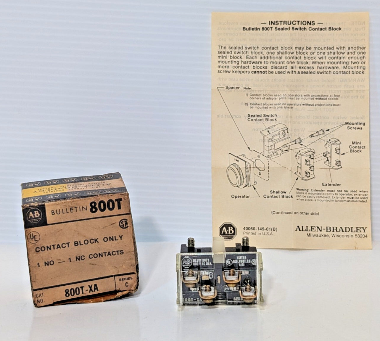 Allen Bradley 800T-XA, Series C, Contact Block, Bulletin 800T, 600VAC Heavy Duty
