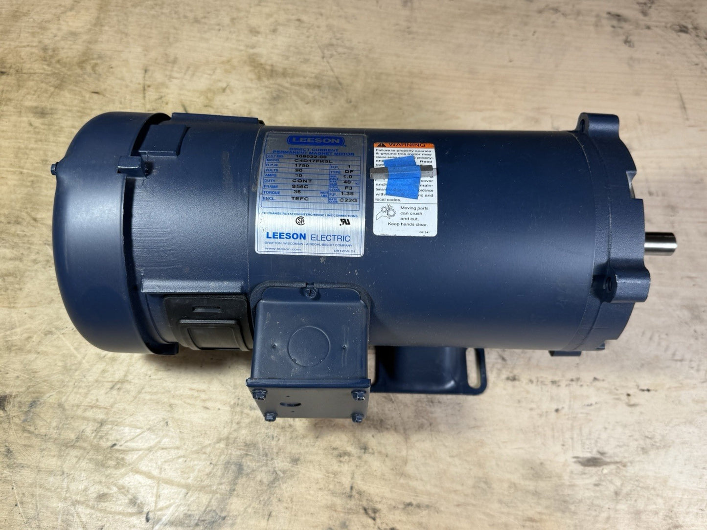 NEW Leeson 108022.00 Electric Motor 90 Volt DC 1750 RPM 1 HP S56C C4D17FK5L