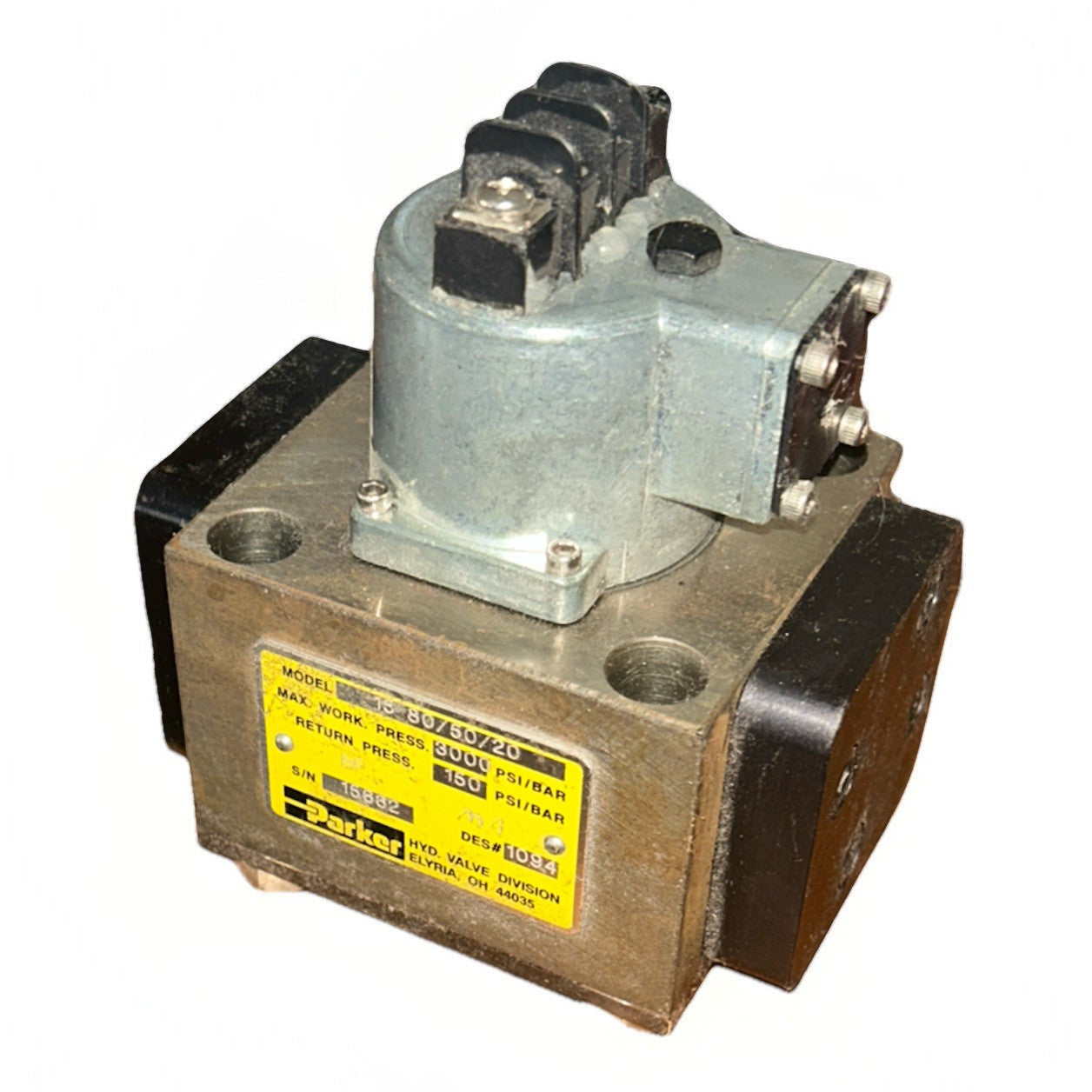 Parker Servo Valve Model 15/80/50/20 3000 PSI. New, No Box. Free Shipping! T5