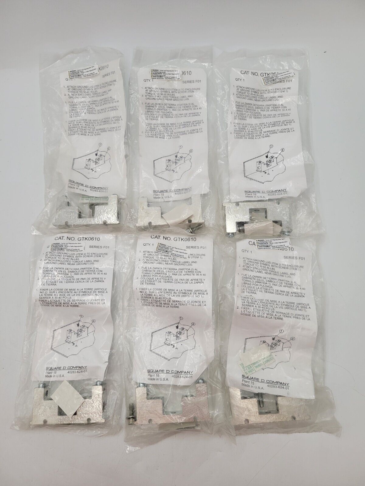 6Pc Square D GTK0610 Grounding Bar Kit Ser F01 for HU362, HU363 Safety Switches