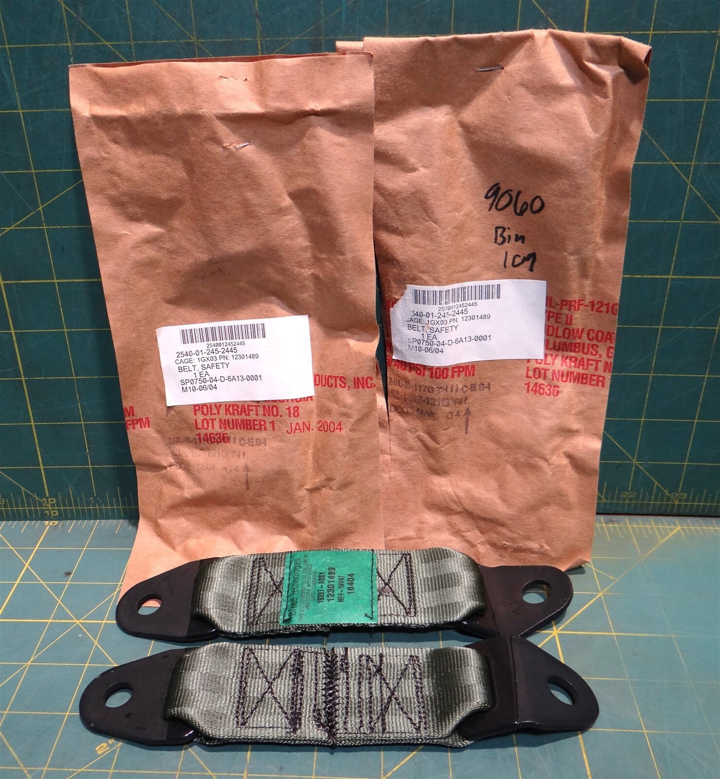 (2) Breed Technologies 8-1/4" Green Safety Door Straps 12301489 2540-01-245-2445