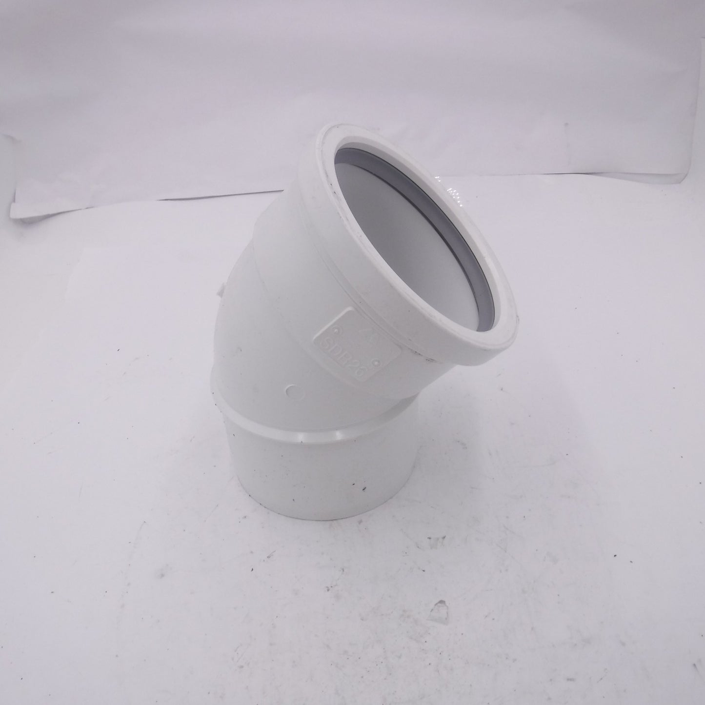 6" Spigot x Gasket 45 Degree SDR 26 Plastic Sewer Elbow 067326 207041